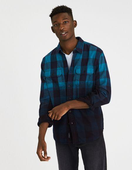 American Eagle Outfitters Ae Dip Dye Flannel Shirt