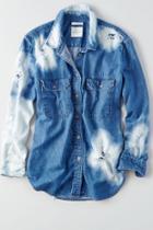American Eagle Outfitters Ae Bleached Destroyed Denim Shirt Jacket