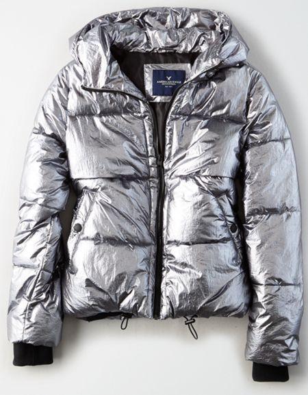 American Eagle Outfitters Ae Metallic Boxy Puffer Jacket