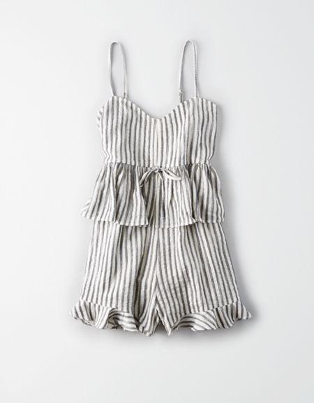 American Eagle Outfitters Ae Tie Front Strappy Romper