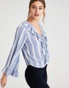 American Eagle Outfitters Ae Striped Long Sleeve Lace-up Top