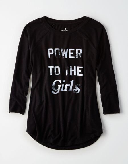 American Eagle Outfitters Ae Soft & Sexy Plush Graphic Baseball T-shirt