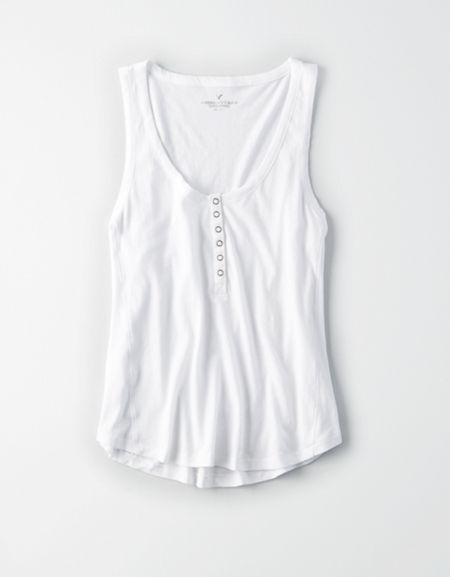 American Eagle Outfitters Ae Destroy Henley Tank Top