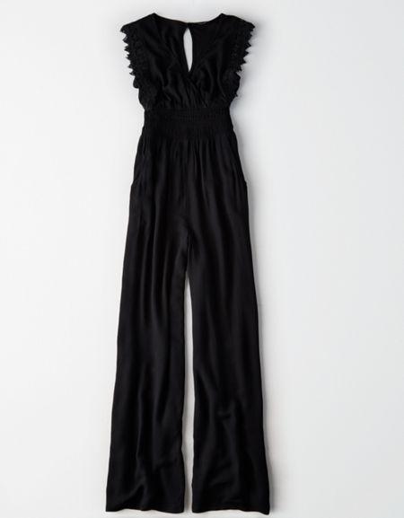 American Eagle Outfitters Ae V-neck Lace Jumpsuit