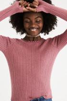 American Eagle Outfitters Ae Ribbed Ruffle-collar Sweater