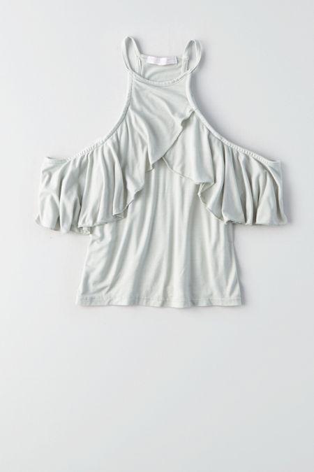 American Eagle Outfitters Don't Ask Why Cold Shoulder Flutter Top