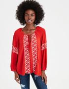 American Eagle Outfitters Ae Embroidered Blouse