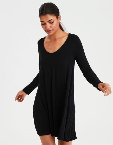 American Eagle Outfitters Ae Long Sleeve Knit Swing Dress