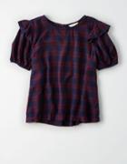 American Eagle Outfitters Ae Plaid Short Sleeve Top