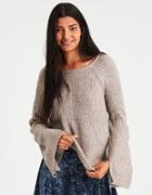American Eagle Outfitters Ae Split-bell-sleeve Ribbed Sweater