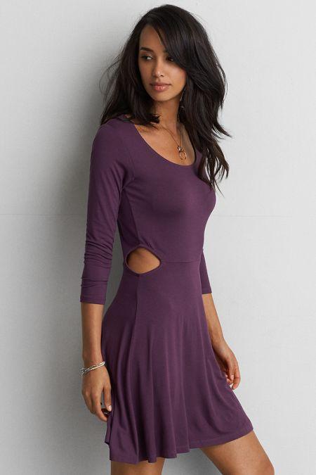 American Eagle Outfitters Ae Soft & Sexy Cutout Fit & Flare Dress