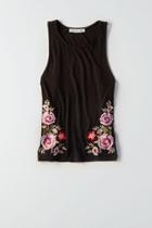 American Eagle Outfitters Ae Soft & Sexy Embroidered Hi-neck Tank