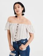 American Eagle Outfitters Ae Off-the-shoulder Button Up Blouse