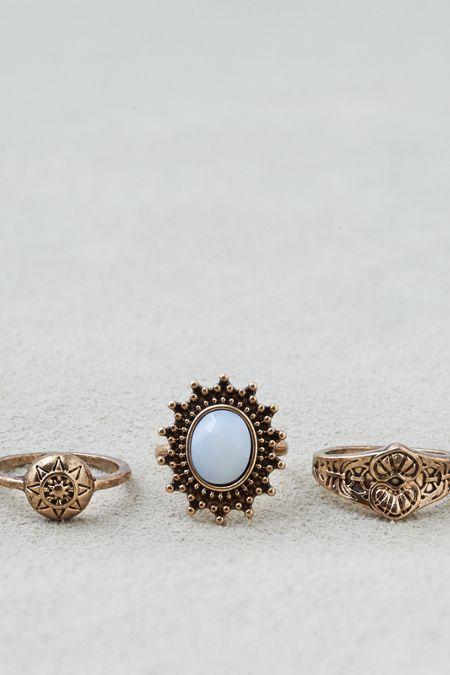 American Eagle Outfitters Ae Etched Details Ring 3-pack