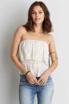 American Eagle Outfitters Ae Eyelet Ruffle Strapless Top