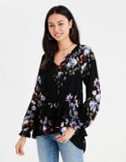 American Eagle Outfitters Ae Printed Long Sleeve Top