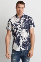 American Eagle Outfitters Ae Short Sleeve Print Oxford Shirt