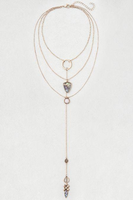 American Eagle Outfitters Ae Stone Charms Gold Y-necklace