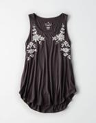American Eagle Outfitters Ae Floral Embroidered Favorite Scoop Neck Tank Top