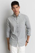 American Eagle Outfitters Ae Chambray Stripe Button Down Shirt