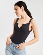 American Eagle Outfitters Ae Soft & Sexy Ribbed Notch Front Bodysuit