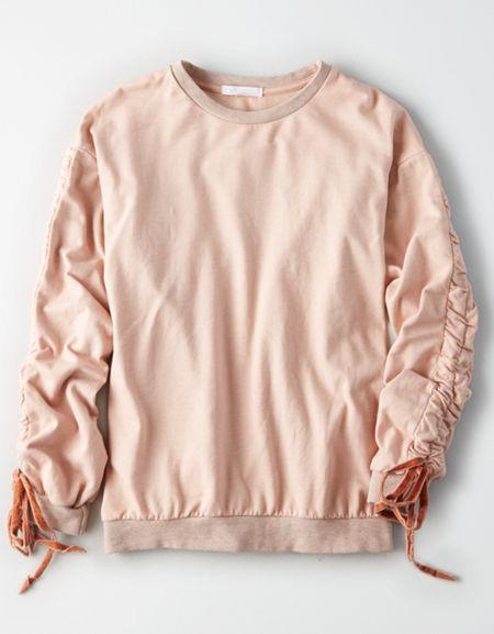 American Eagle Outfitters Don't Ask Why Ruched Sleeve Fleece