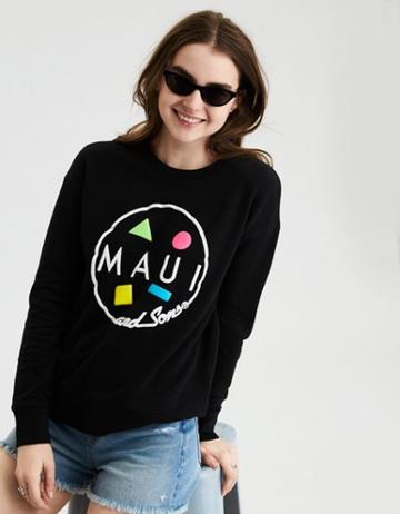 American Eagle Outfitters Ae X Maui And Sons Graphic Crew Neck Sweatshirt