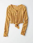 American Eagle Outfitters Dont Ask Why Cropped Tie-front Henley