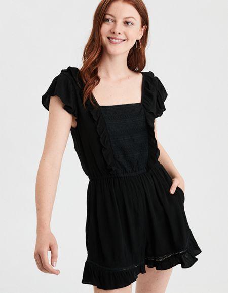 American Eagle Outfitters Ae Apron Lace Ruffle Romper