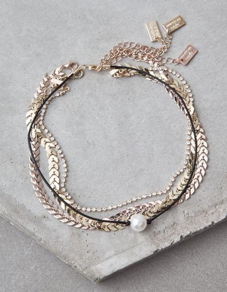 American Eagle Outfitters Ae Snake Chain & Pearl Necklace 3-pack