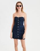 American Eagle Outfitters Ae Denim Button Front Corset Dress