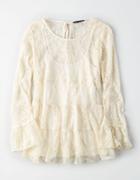 American Eagle Outfitters Ae Tiered Lace Bell-sleeve Tunic