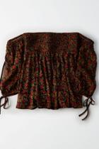American Eagle Outfitters Ae Smocked Off-the-shoulder Top