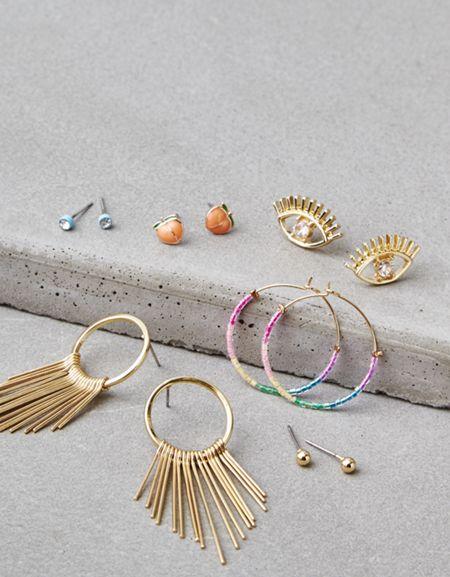 American Eagle Outfitters Ae Gold Geo Earrings 6-pack