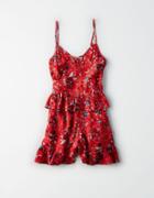 American Eagle Outfitters Ae Printed Ruffle Overlay Romper