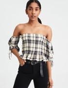 American Eagle Outfitters Ae Plaid Off-the-shoulder Top