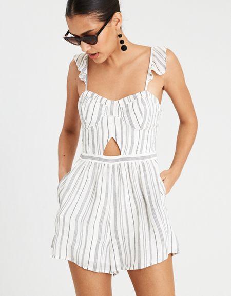 American Eagle Outfitters Ae Ruffle Strap Corset Romper
