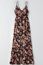 American Eagle Outfitters Ae Button Up Lace-up Maxi Dress