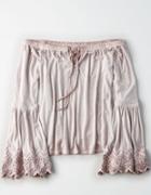 American Eagle Outfitters Ae Soft & Sexy Off-the-shoulder Bell Sleeve Top