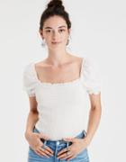 American Eagle Outfitters Ae Puff Sleeve Smocked Body T-shirt