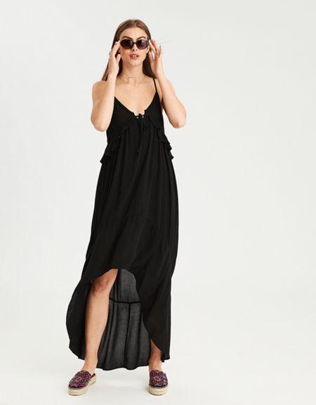American Eagle Outfitters Ae Hi Low Ruffle Maxi Dress