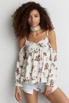 American Eagle Outfitters Ae Printed Cold Shoulder Top