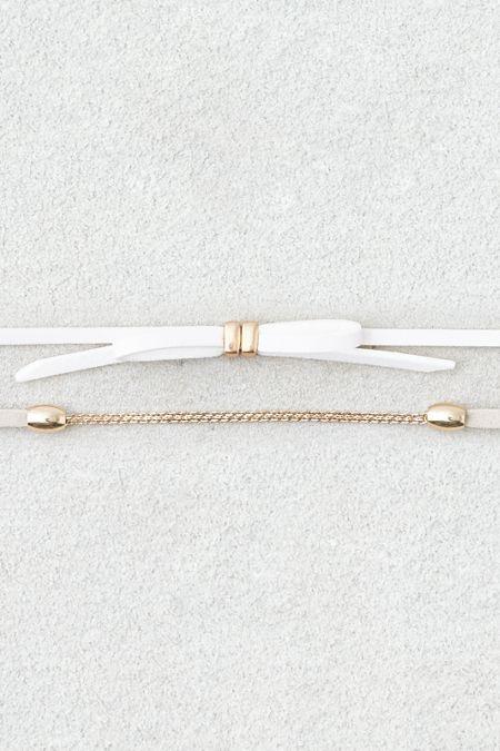 American Eagle Outfitters Ae White Bow & Chain Choker Duo