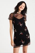 American Eagle Outfitters Ae Embroidered Mesh Overlay Dress