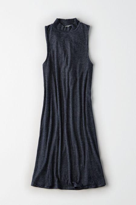 American Eagle Outfitters Ae Mock Neck Lace-up-back Dress