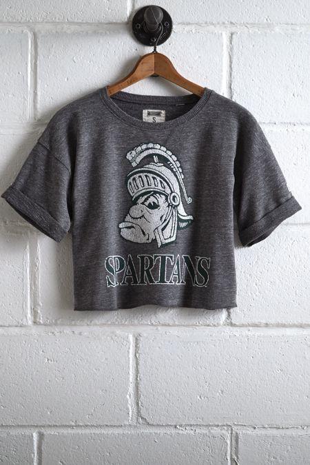 Tailgate Women's Michigan State Cropped Sweatshirt
