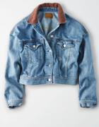 American Eagle Outfitters Ae Corduroy Collar Denim Jacket