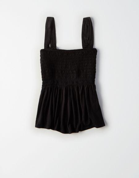 American Eagle Outfitters Ae Smocked Babydoll Top