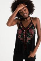 American Eagle Outfitters Ae Embroidered Mesh Cami