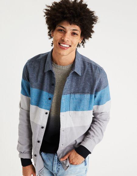 American Eagle Outfitters Ae Colorblock Flannel Shirt
